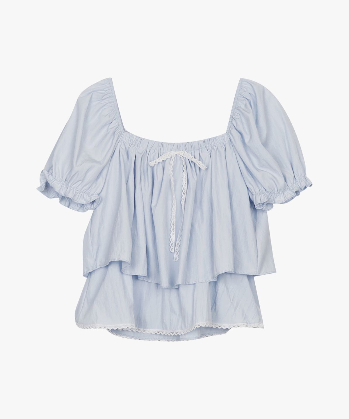 핑크파인애플(PINK PINEAPPLE) TIERED PUFF BLOUSE_SKY BLUE