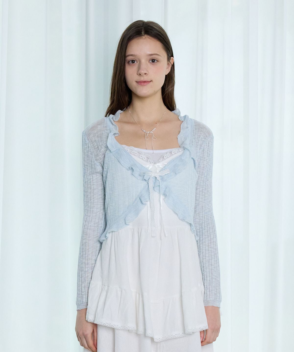 핑크파인애플(PINK PINEAPPLE) PETITE FLUFF BOLERO_SKY BLUE
