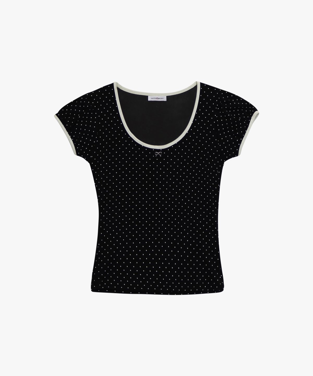 핑크파인애플(PINK PINEAPPLE) DOTTY RIBBON SHIRRING T-SHIRT_BLACK
