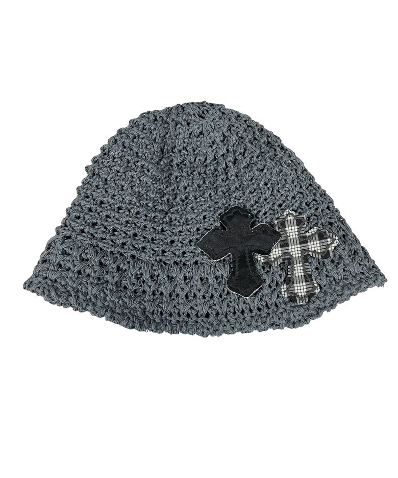 Cross Knit Bucket Hat ((gray))