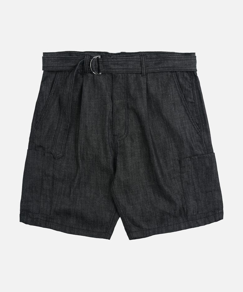 BELTED DENIM SHORTS _ BLACK