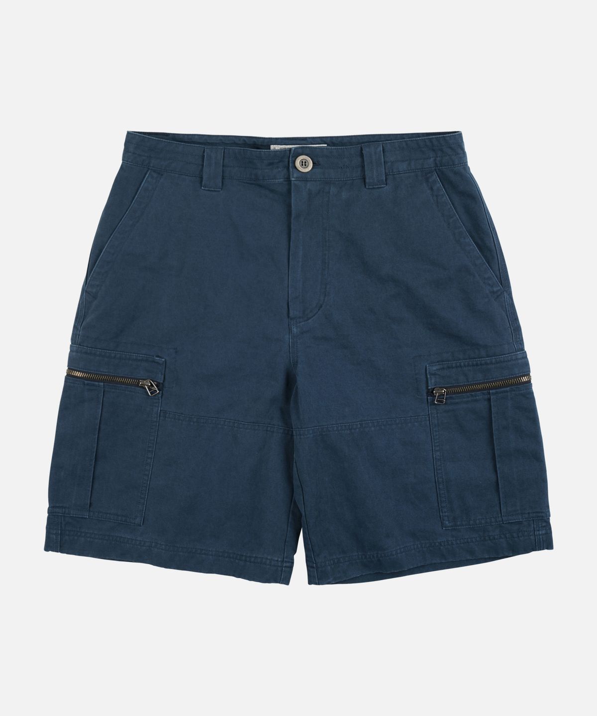 프리즘웍스(FRIZMWORKS) WASHED COTTON ZIP CARGO SHORTS _ NAVY