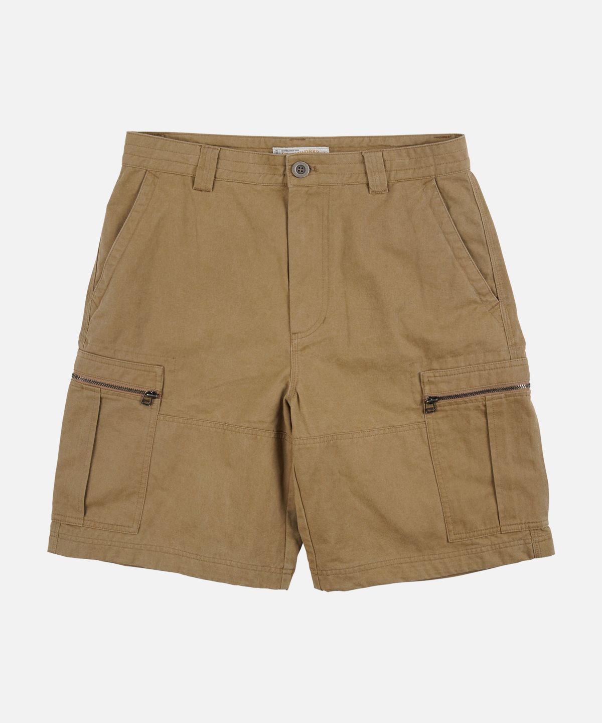 프리즘웍스(FRIZMWORKS) WASHED COTTON ZIP CARGO SHORTS _ BEIGE