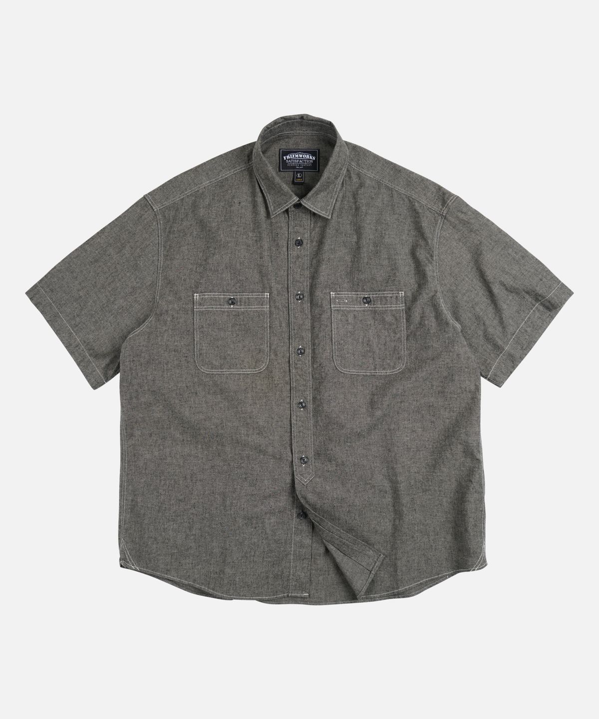 프리즘웍스(FRIZMWORKS) CHAMBRAY WORK HALF SHIRT _ BLACK