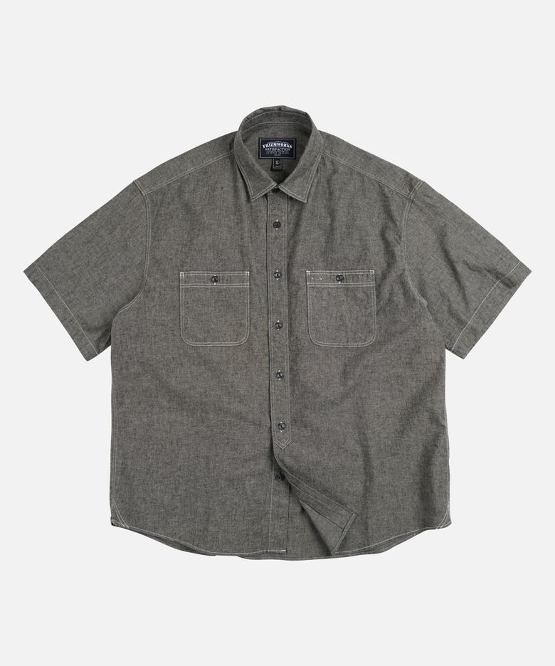 CHAMBRAY WORK HALF SHIRT _ BLACK