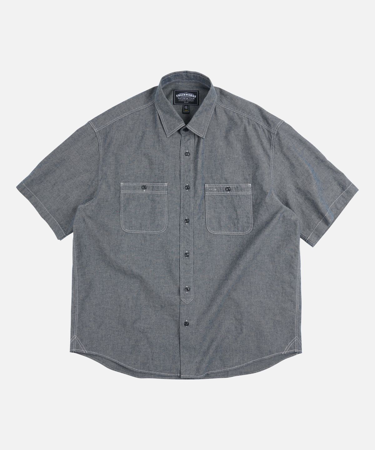 프리즘웍스(FRIZMWORKS) CHAMBRAY WORK HALF SHIRT _ BLUE