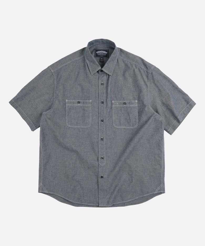 CHAMBRAY WORK HALF SHIRT _ BLUE