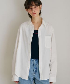 데이지 오버사이즈 스트라이프 셔츠_화이트