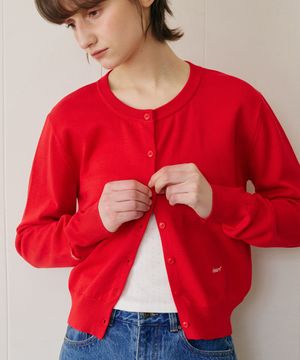 벨라 라운드 니트 가디건_레드