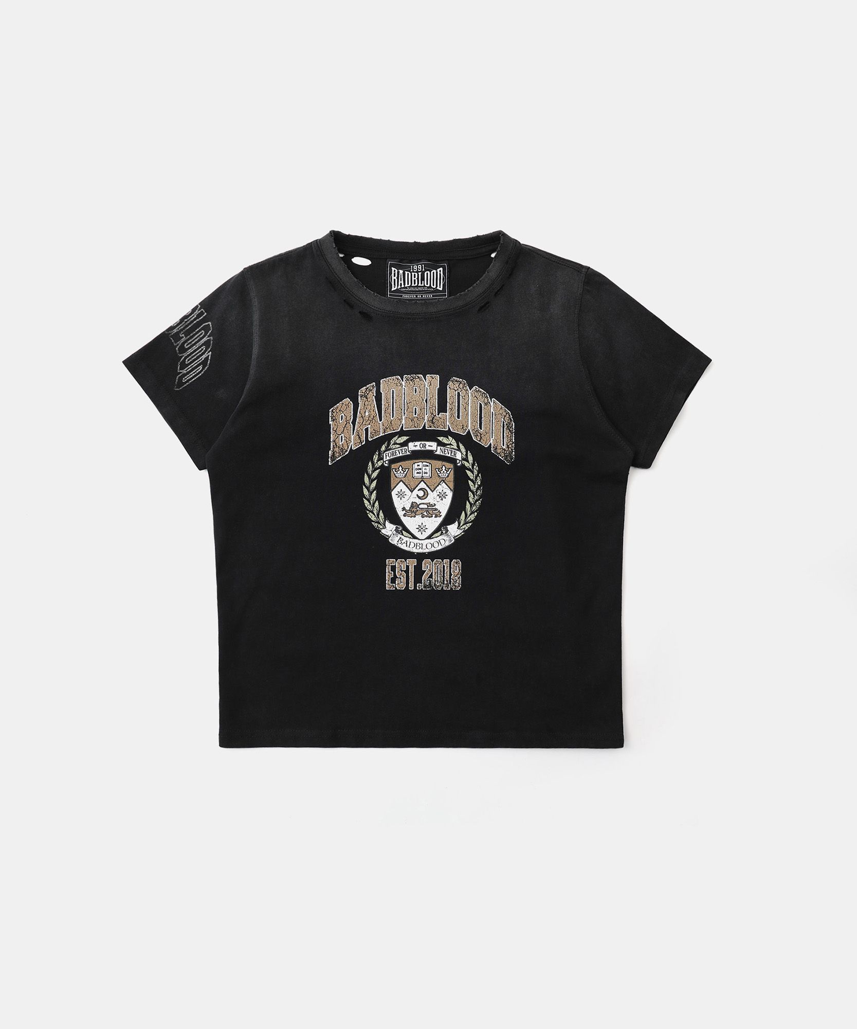 韓国】Bad blood ウォッシュドロゴTシャツ
