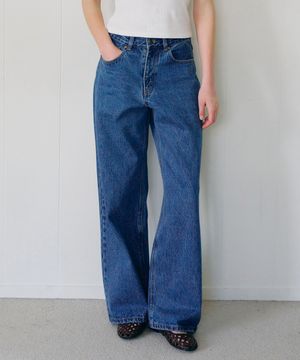 샐리 클래식 와이드 데님 팬츠_미드블루