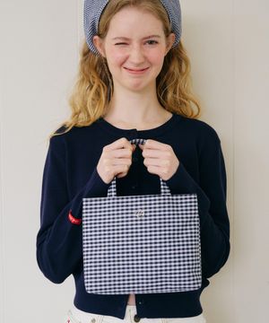 마리 피크닉 토트백_네이비체크