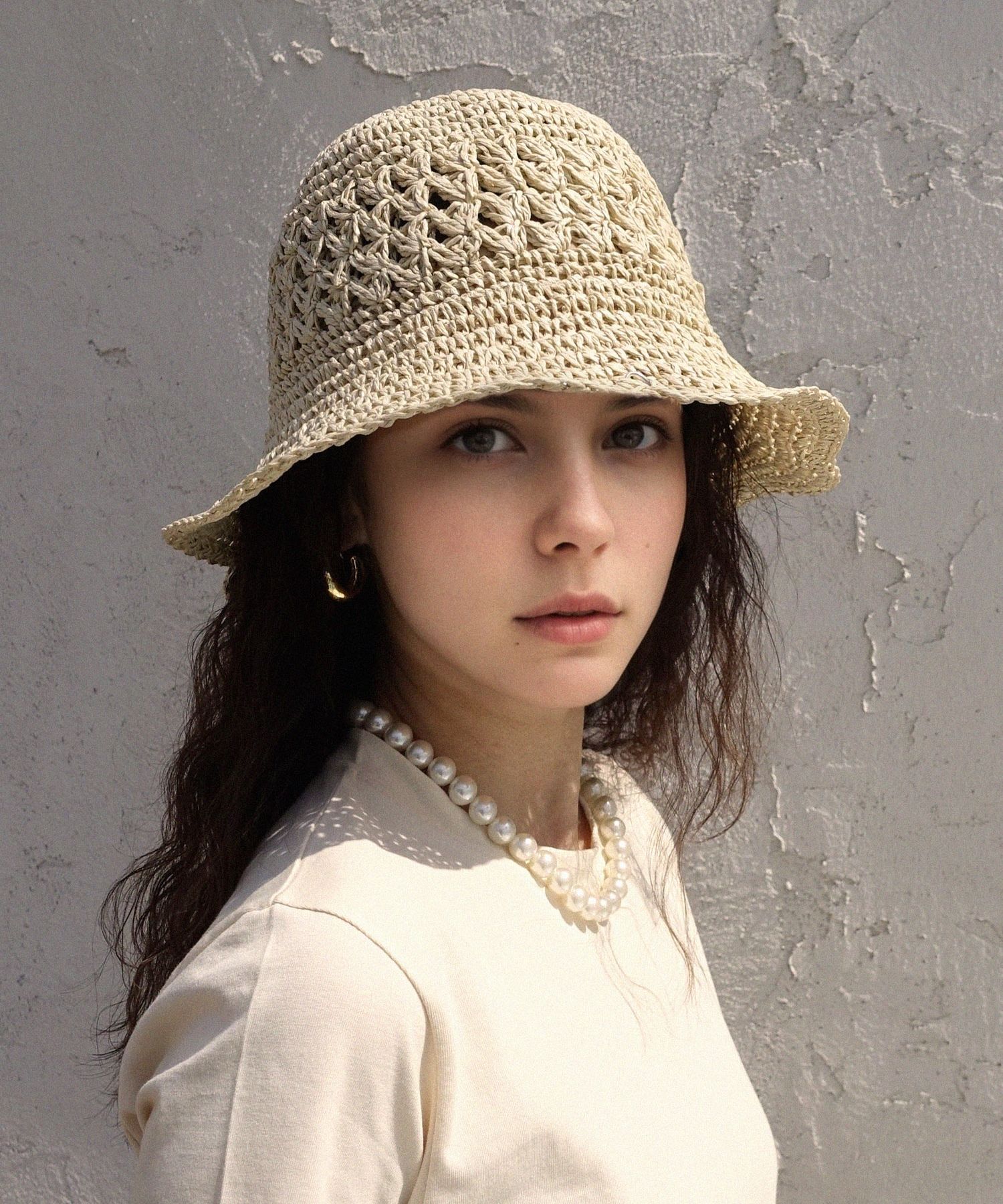 Beige Bucket Hat Crochet Jiggon Crochet Bucket Hat YesStyle