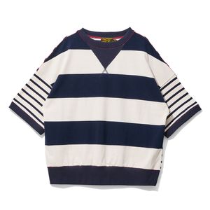 Half Strain Marine Stripe Sweat Tee Navy