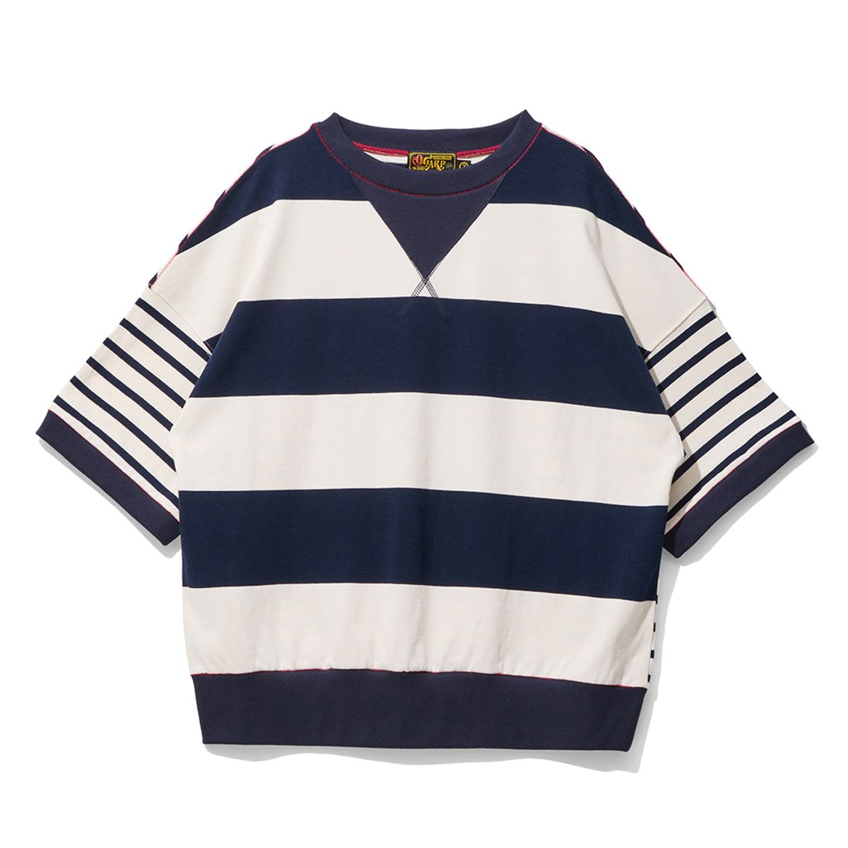 오가프(OGARP) Half Strain Marine Stripe Sweat Tee Navy
