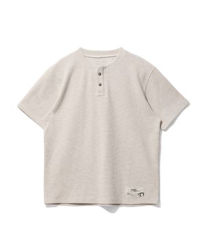 Waffle henley neck Tee Oatmeal