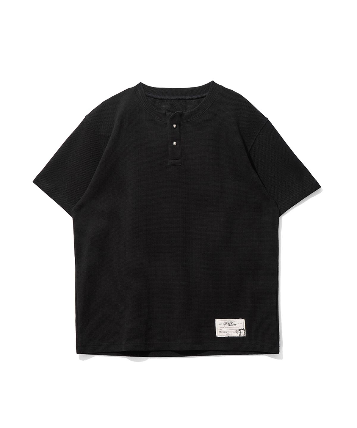 오가프(OGARP) Waffle henley neck Tee Black