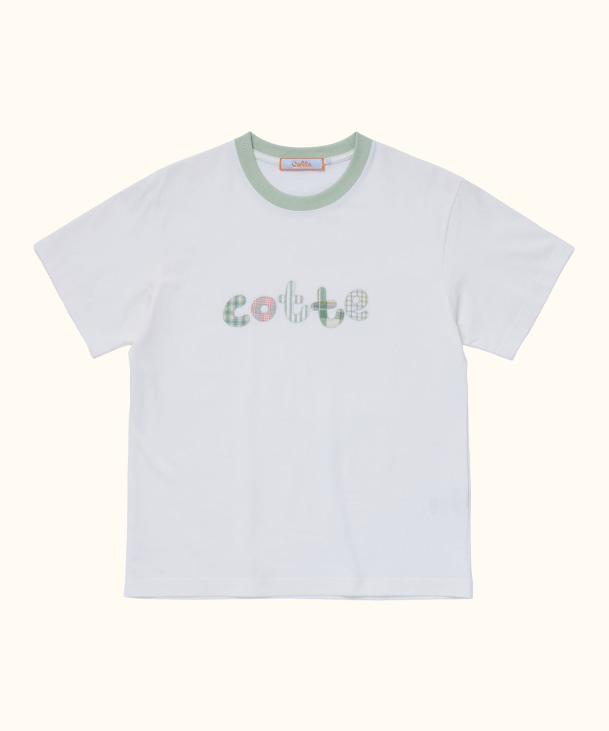 꼬떼(COTTE) 꼬떼 체크아플리케 티셔츠(화이트)