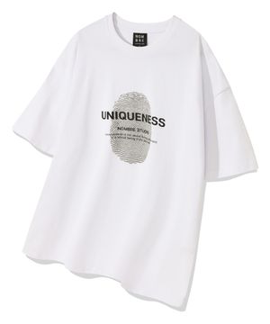 유니크 지문 오버핏 반팔티 [화이트]