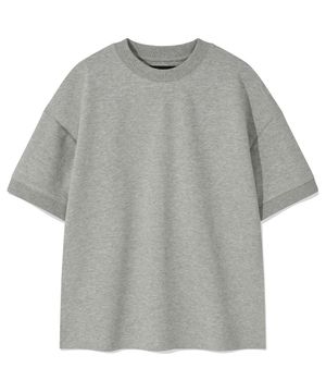 베이직 로고 자수 오버핏 반팔 맨투맨 [그레이]