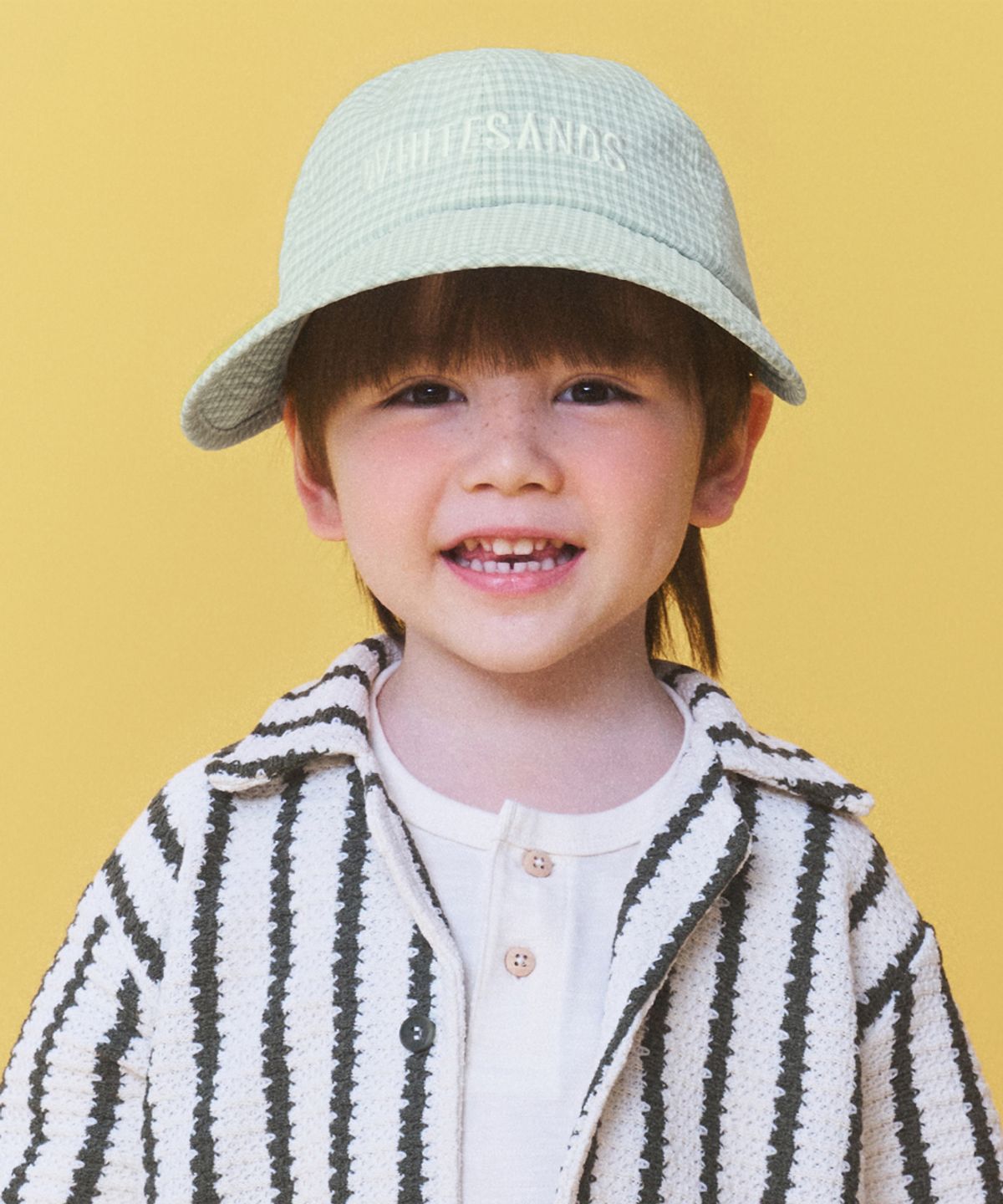 화이트샌즈(WHITE SANDS) 소프트 체크 라운드 와이드 캡 키즈 아이비 (4 colors)