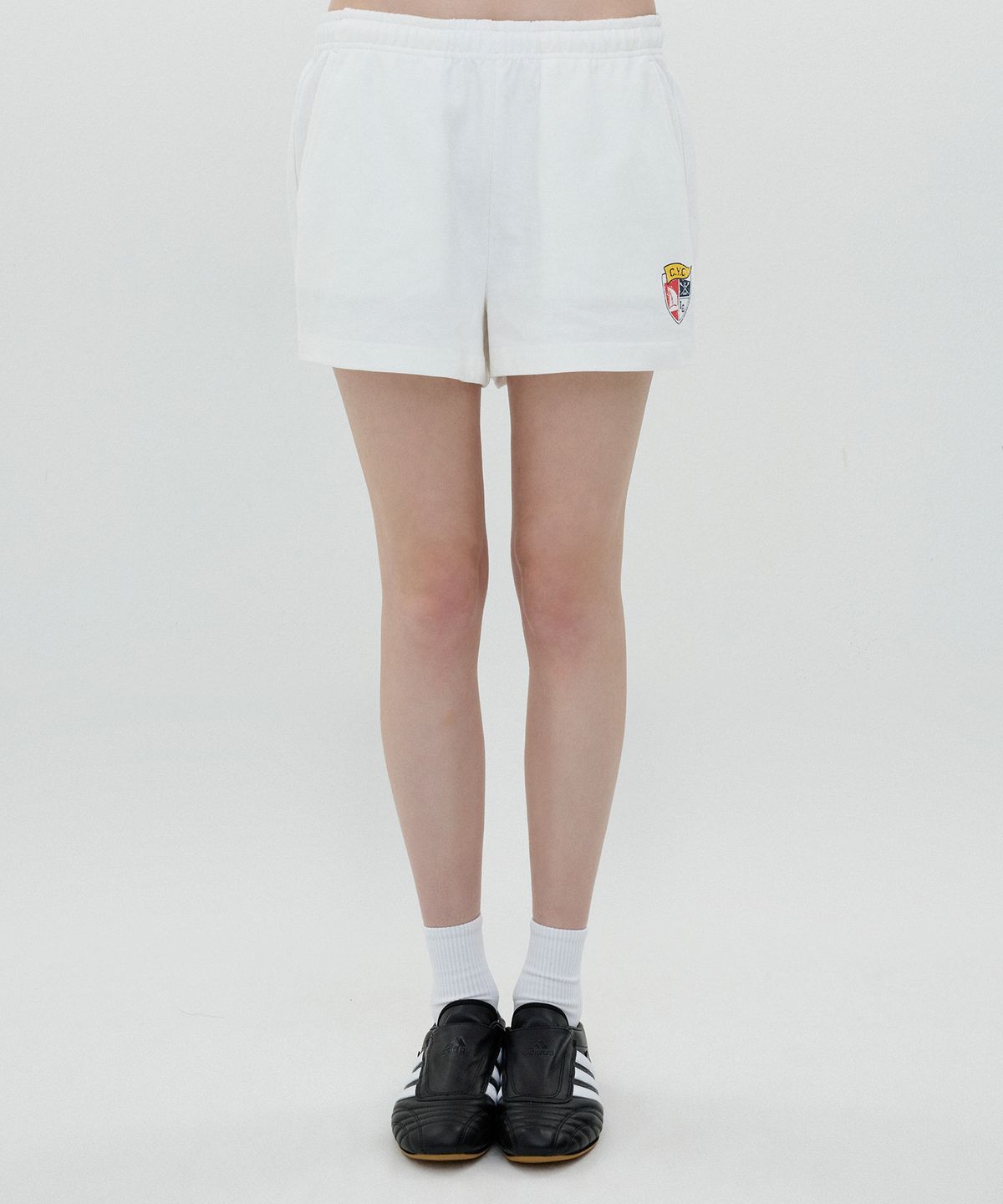 클로브(CLOVE) [25SS clove] Shield Print Banding Shorts (White)