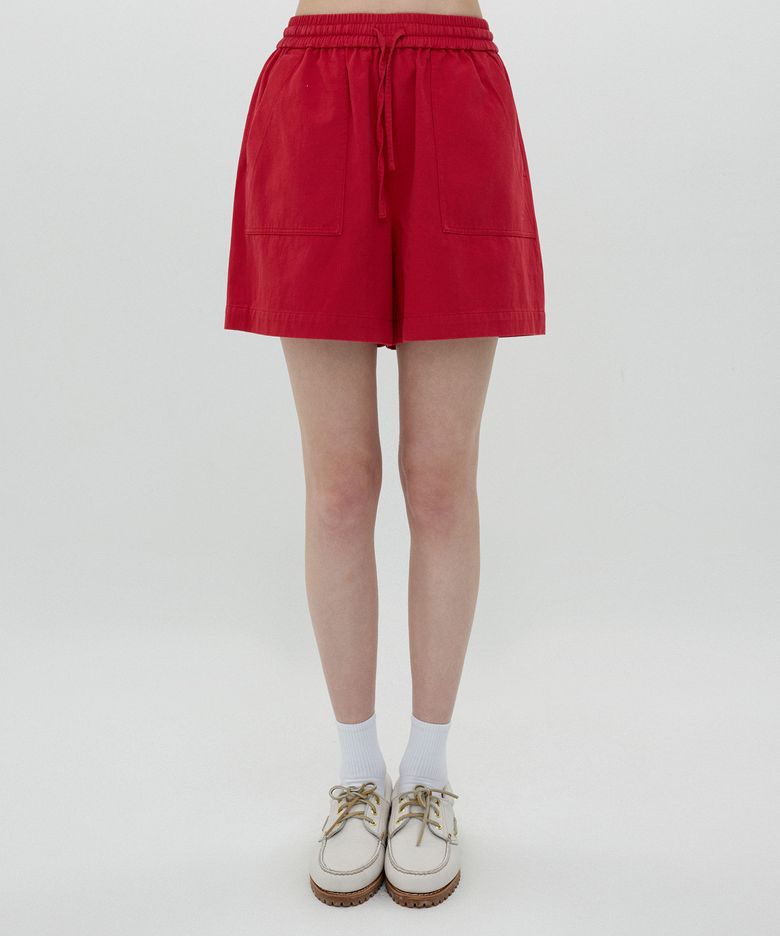 [25SS clove] Washed Cotton Shorts (Red)
