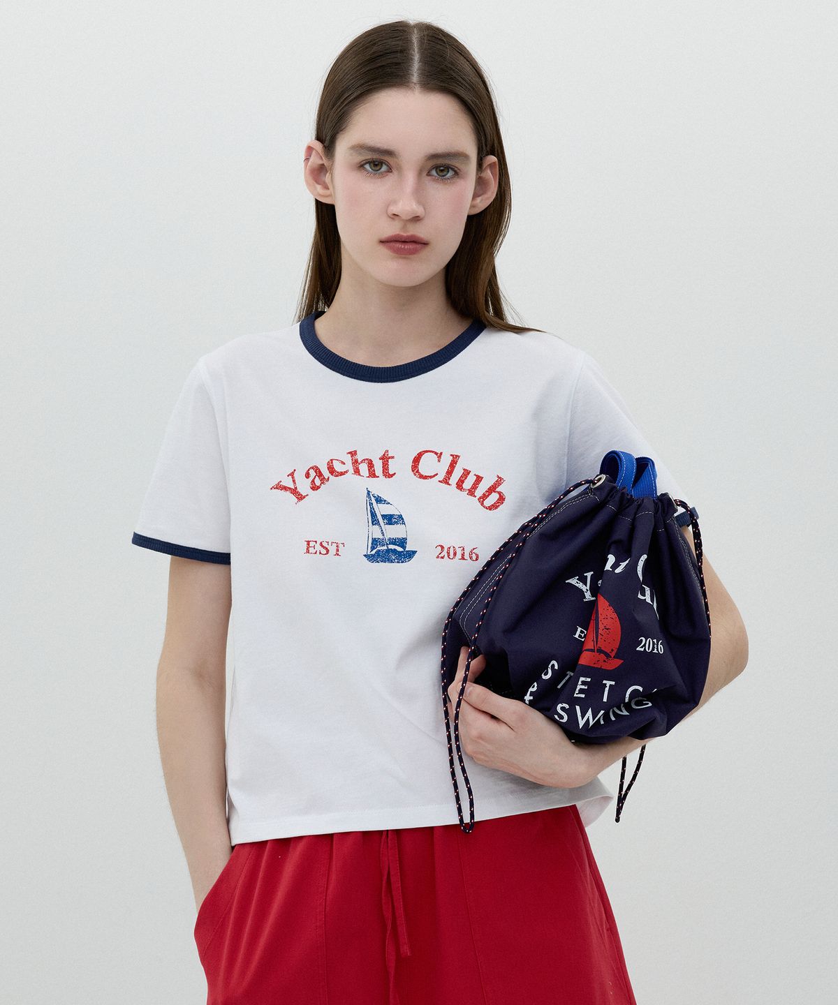 클로브(CLOVE) [25SS clove] Yacht Ringer T-Shirt (White)