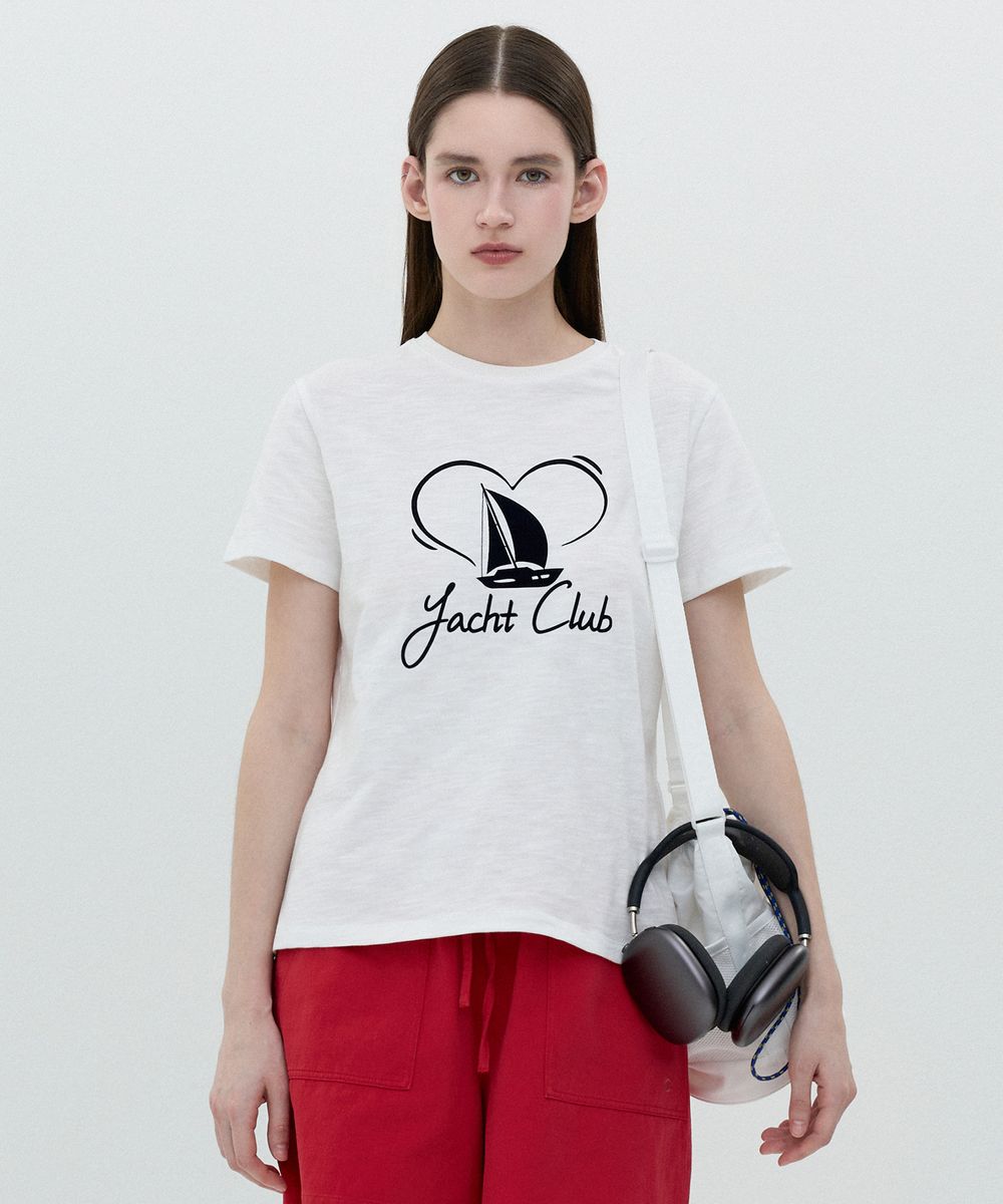 [25SS clove] Yacht Club Graphic T-Shirt (White)