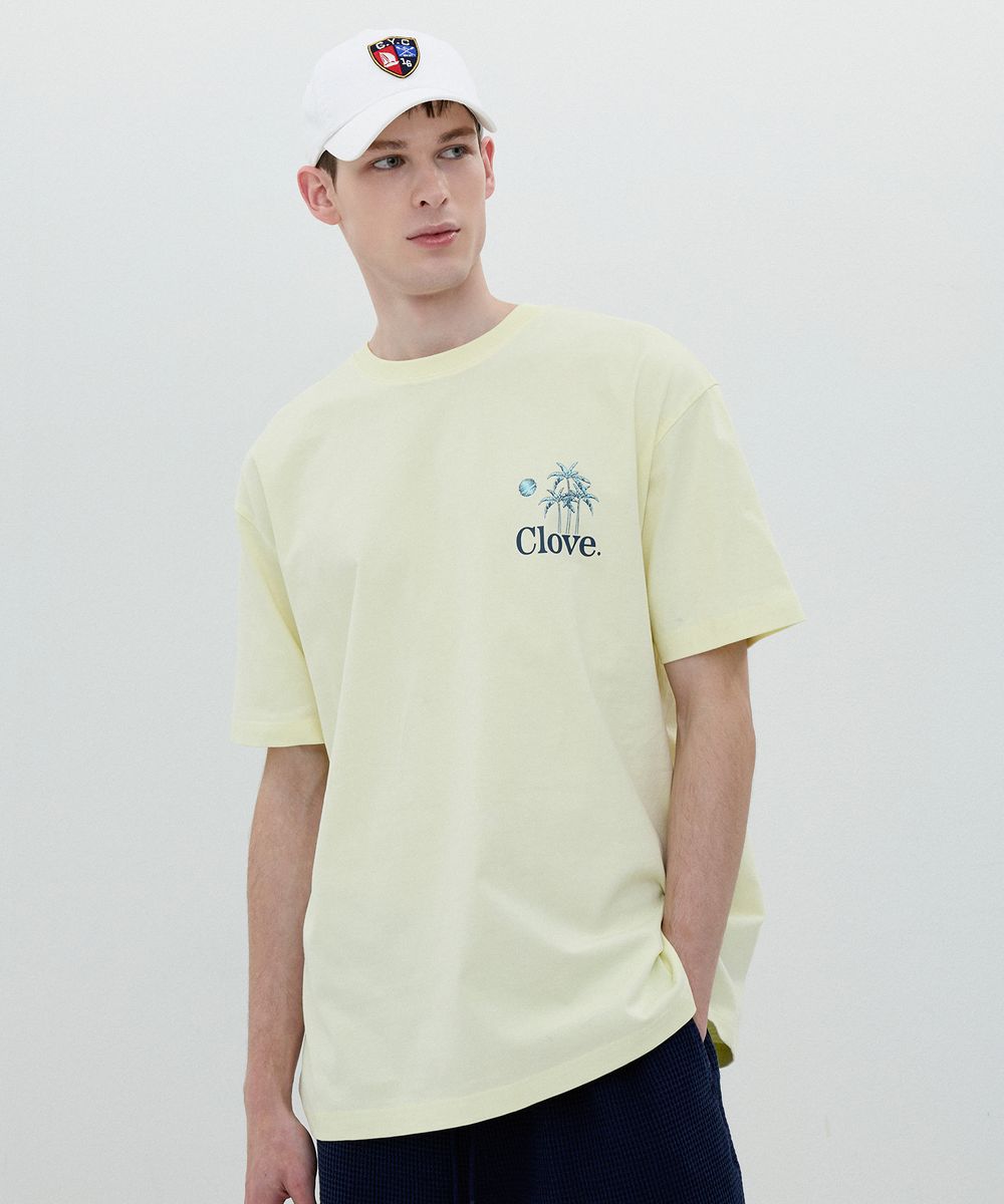 [25SS clove] Palm Tree Graphic T-shirt (Yellow)