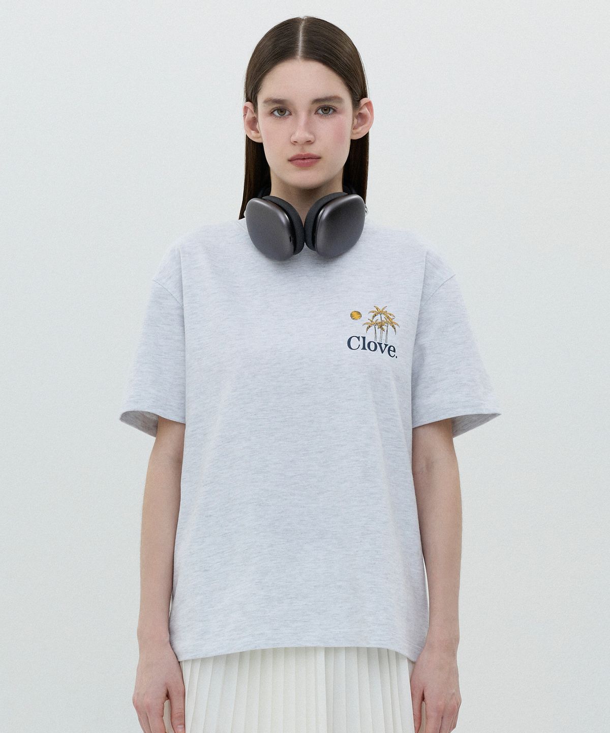 클로브(CLOVE) [25SS clove] Palm Tree Graphic T-shirt (Light Grey)