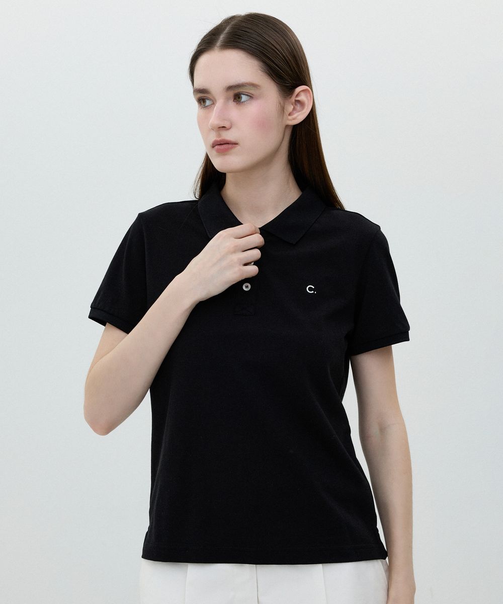 [25SS clove] Slim Fit Pique T-shirt (Black)