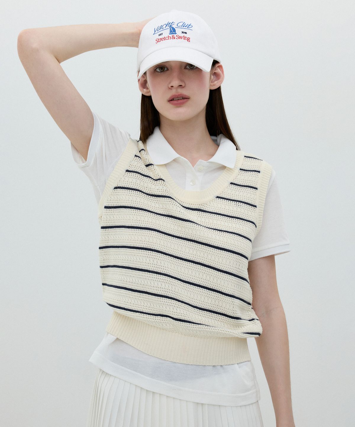 클로브(CLOVE) [25SS clove] Stripe Sleeveless Knit (Ivory)