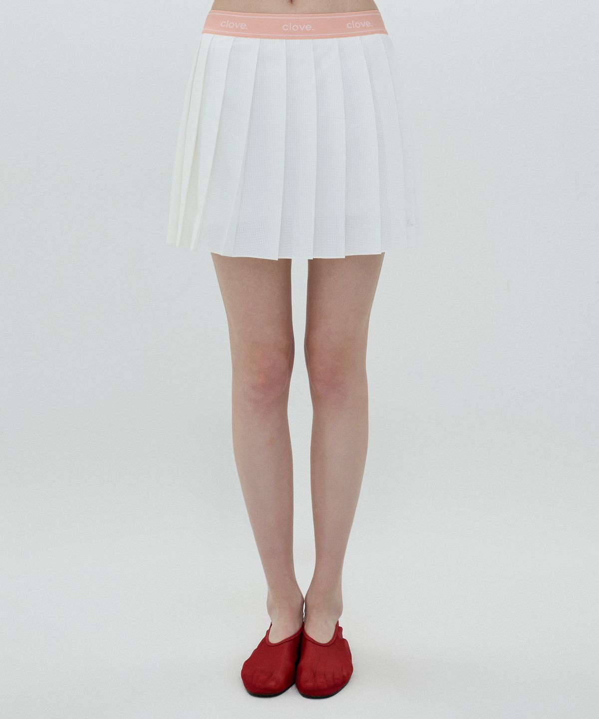 클로브(CLOVE) [25SS clove] Light Mesh Pleated Skirt (White)