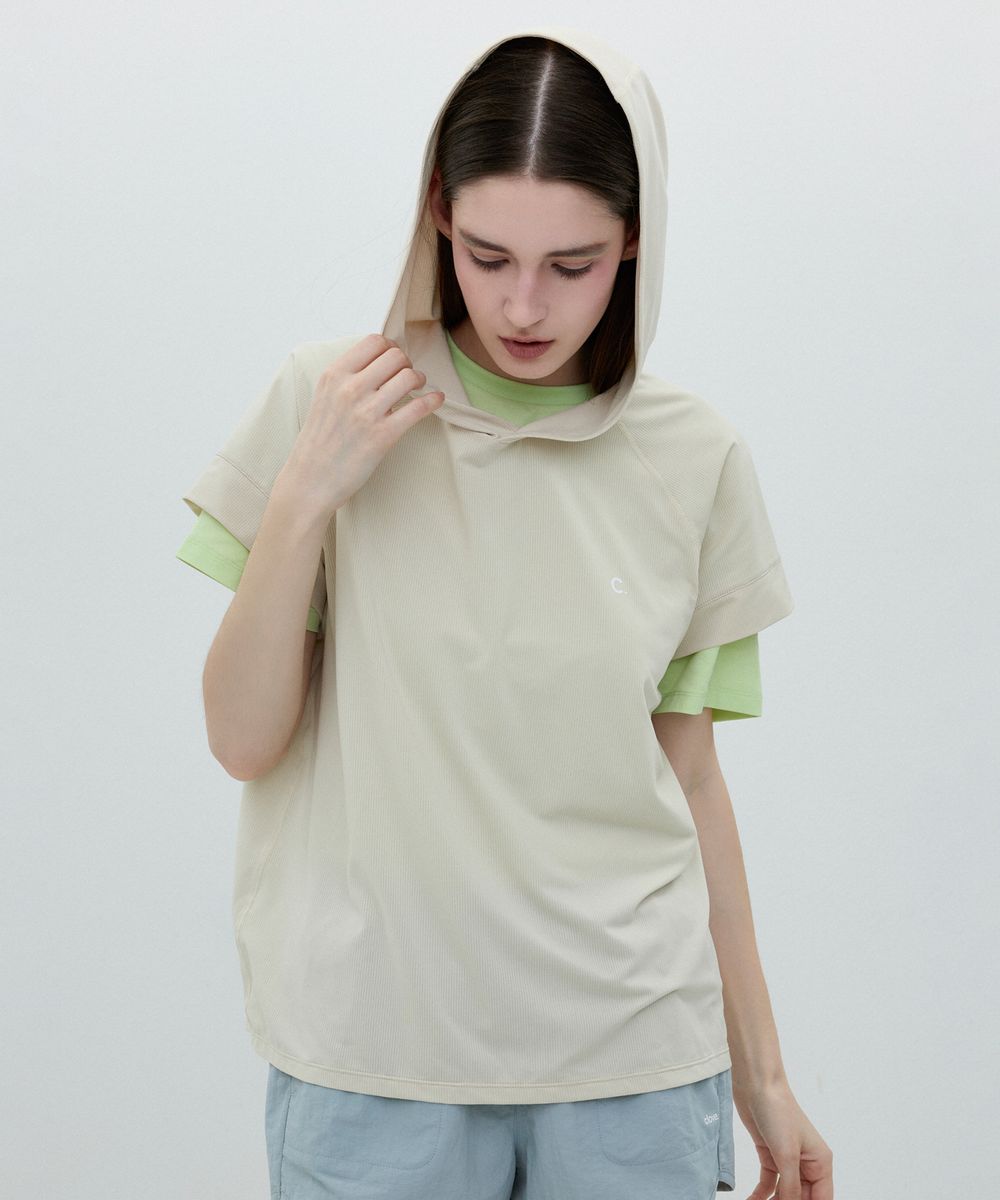 [25SS clove] Running Hooded T-shirt (Beige)