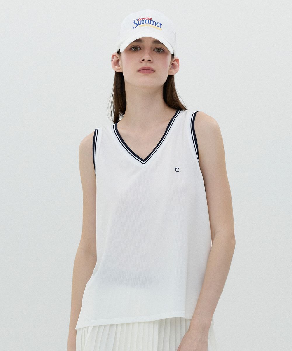[25SS clove] V-neck Tank Top (White)