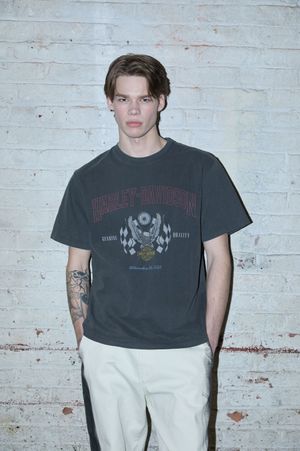 [Vintage] 레이싱플래그 피그먼트 반팔티셔츠_챠콜 HH15111206