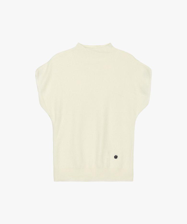SOFT CAP SLEEVE TURTLE-NECK KNIT_IVORY
