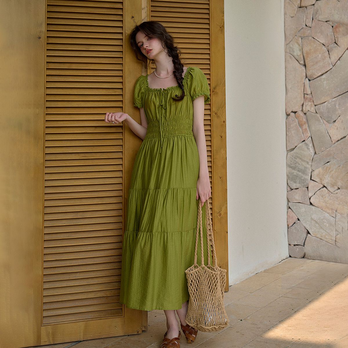 심플레트로(SIMPLE RETRO) SR_Vintage tencel crepe dress