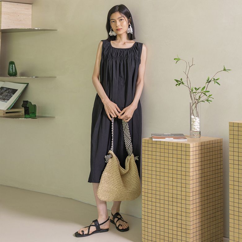LS_Square neck sleeveless dress_2color