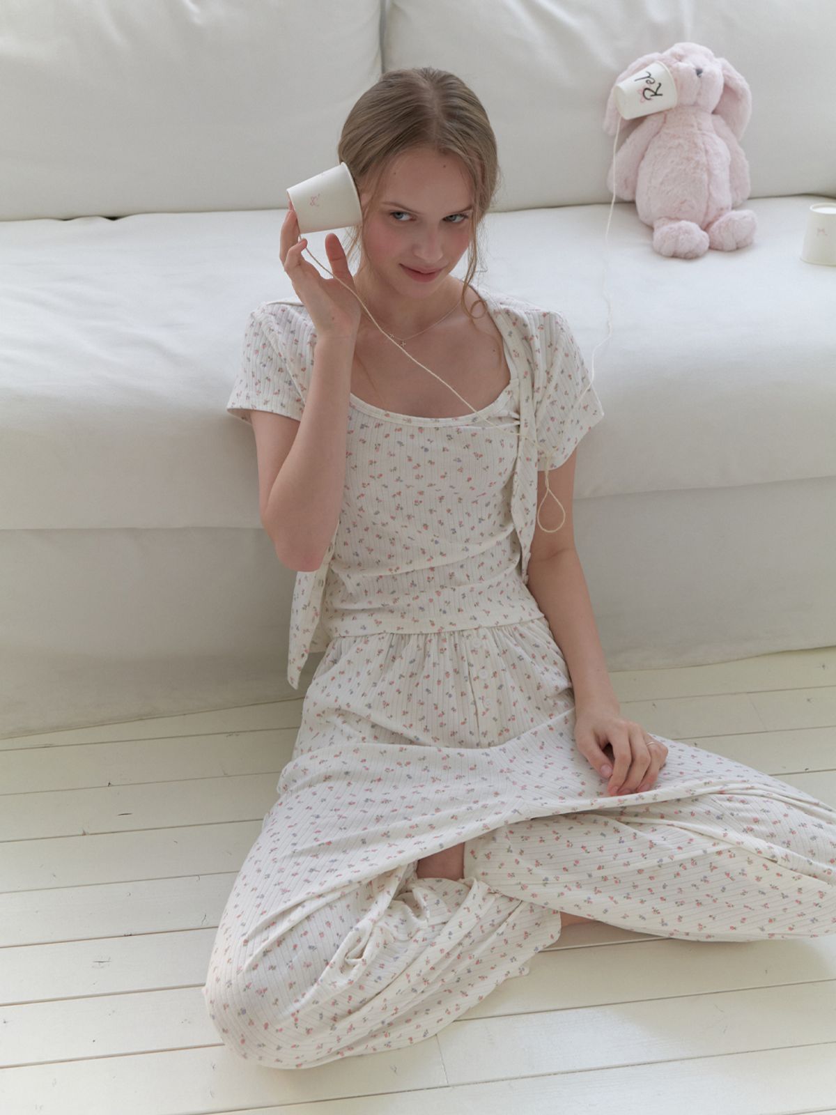 리엘(RE L) Florrie cardigan set (white flower)