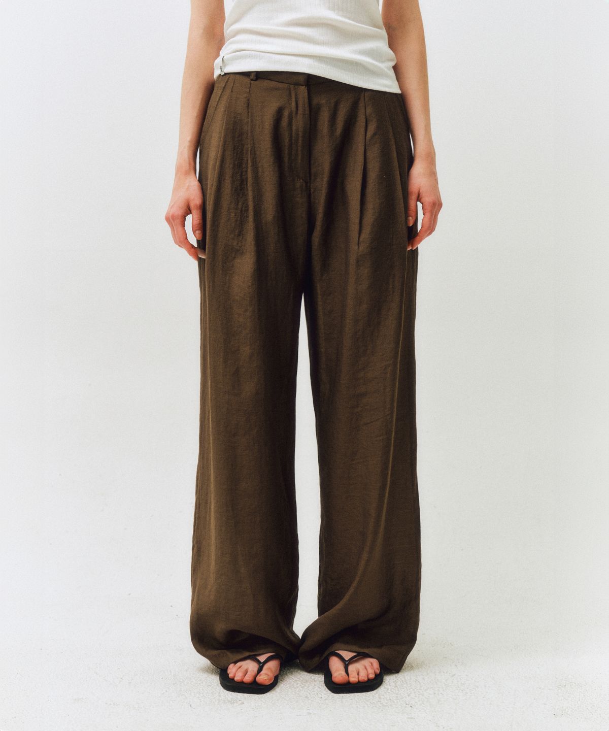 씨타(CITTA) Summer Wool Wide Fit Pants_CTB549(Brown)