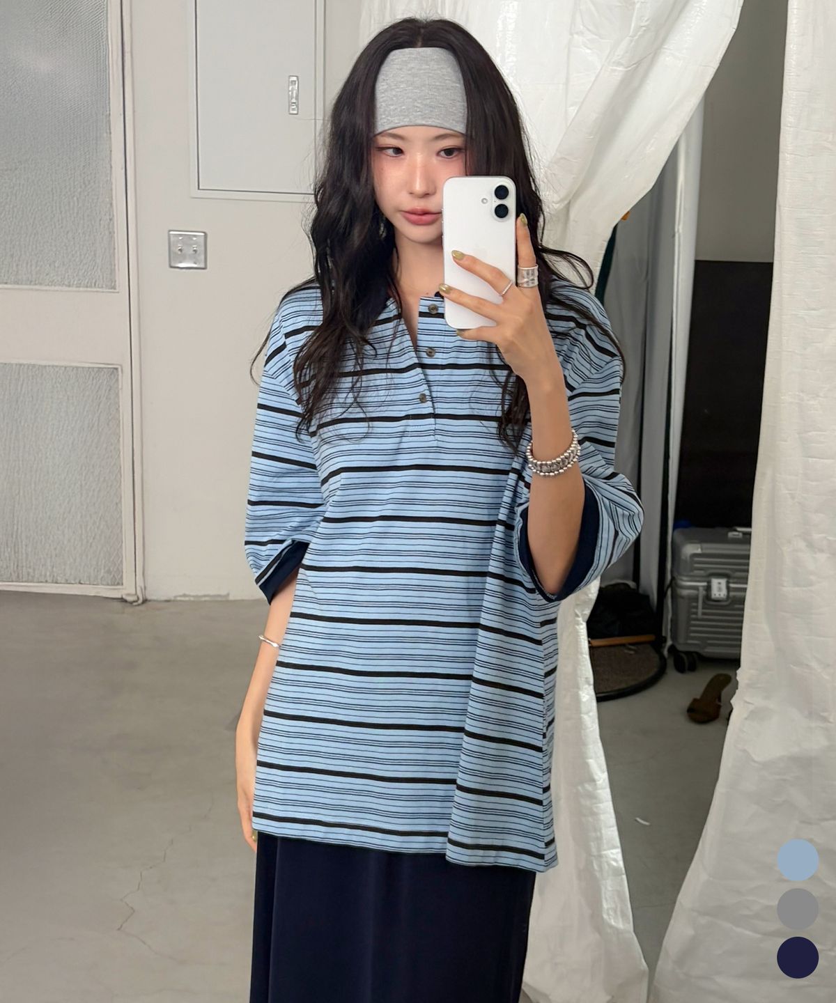 씨타(CITTA) Comfort Double Stripe Collar Polo T-shirt_CTT383(Sky Blue)