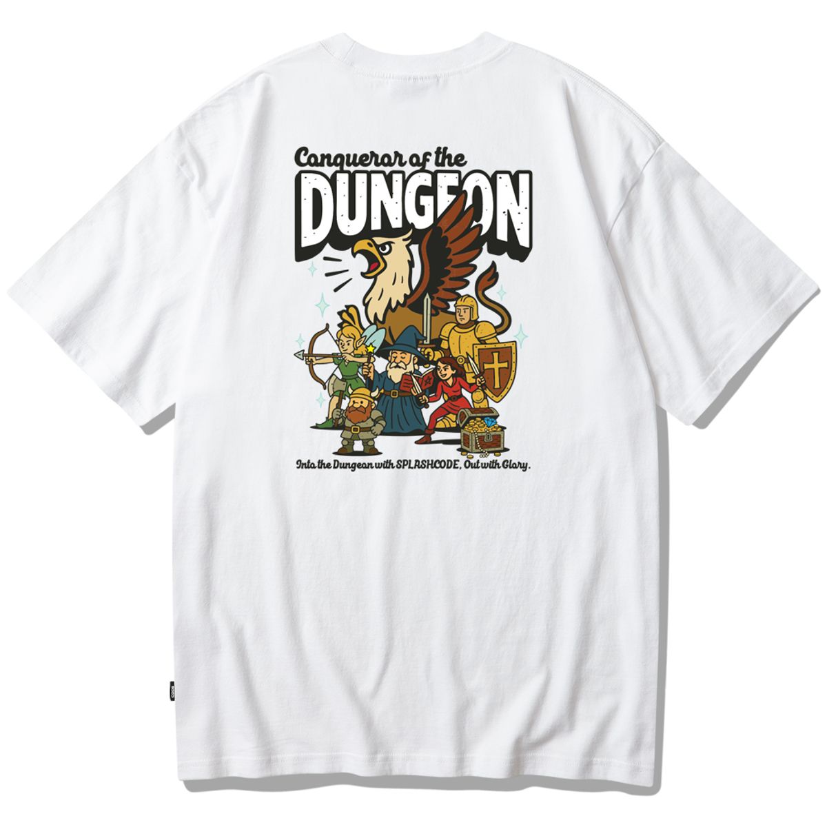 스플래시코드(SPLASHCODE) 반팔 티셔츠 화이트 - 던전의 정복자(Dungeon Conqueror)