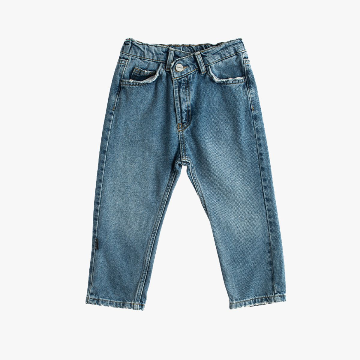 누누누(NUNUNU) DIAGONAL ZIP DENIM PANTS_NU23DP301