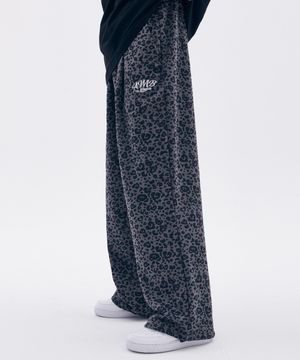 Heart Bear Leopard Pants 원턱 2-Way 와이드 트레이닝 스웨트 팬츠 AP902 (다크그레이)