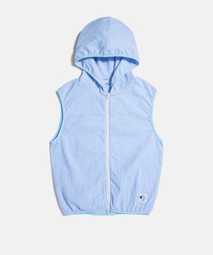 (W) FD Check Hood Vest Sky Blue