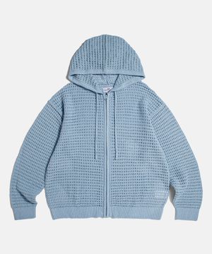 Net Knit Zip Hoodie Sky Blue