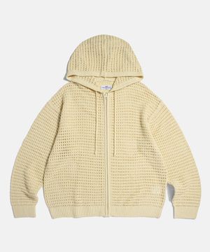 Net Knit Zip Hoodie Ivory