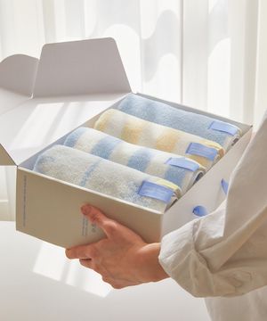 [선물포장] 프리미엄 코마사 40수 항균 고중량 호텔타월 200g-디자인 4P 세트